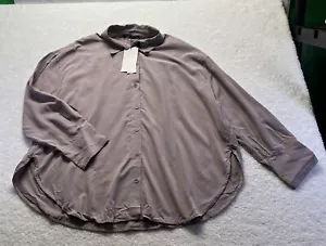 Zara Damen Größe XL geknöpftes Shirt Lavendel langärmelig 100 % Lenzing Modal neu mit Etikett - Bild 1 von 4