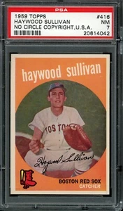 1959 Topps No Circle Copyright #416 Haywood Sullivan EE. UU. PSA 7 - Imagen 1 de 2