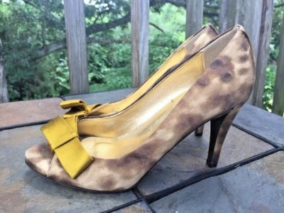 J CREW Boutique Leopard & Chartreuse Peep Toe High Heels Shoes Women Sz 6.5 👢b3 - Image 1 of 4