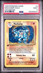 PSA 9 Pokemon Machamp 8/102 WotC Base Set 1st Edition Holo Rare - Picture 1 of 2
