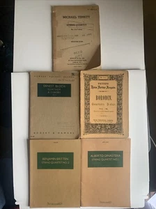 5 Miniature string quartet Scores Britten, Tippett, Ginastera, Bloch, Borodin - Picture 1 of 14