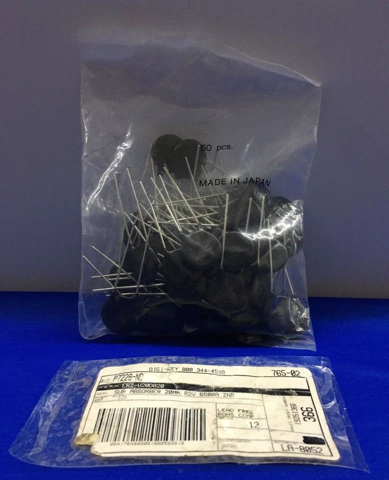 1 PKG OF 50 PCS - DIGI-KEY P7228-ND ERZ-V20D820 VARISTOR SUR ABSORBER 82V 10KA  - Image 1 of 4