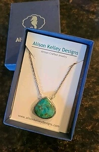 Sterling Silber 925 Türkis Halskette facettiert Birnenform Alison Kelley Designs - Bild 1 von 20