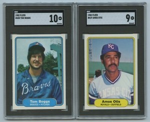 1982 Fleer #430 Tom Boggs SGC 10 GEM MINT and #419 Amos Otis SGC 9 MINT