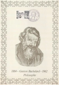 Philatelistische Einlage auf Seide Berühmte Figur Gaston Bachelor Philosoph 1984 - Bild 1 von 2