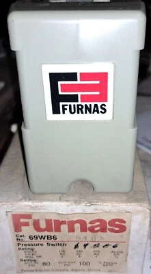 Furnas 69WB6 Pressure Switch 115-575VAC, 32-230DC, 80-100Psi, 1/4in Female NPTF - Image 1 of 2