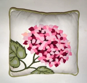 Embroidered Floral Throw Pillow Sham Cover by Williamsburg Multicolor Hydrangea - Picture 1 of 4