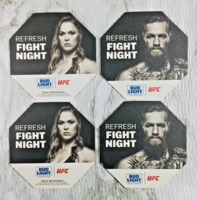 (4) BUD LIGHT 2016 UFC FIGHT NIGHT ¡POSAVASOS DE CERVEZA! CONOR MCGREGOR & RONDA ROUSEY! Foto 1 de 4
