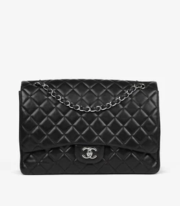 Chanel Black Quilted Lambskin Leather Maxi Classic Single Flap Bag - Picture 1 of 11