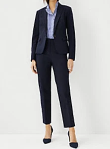 Ann Taylor Nadelstreifen Ein-Knopf-Blazer Hosenanzug Gr. 8P-10 - Bild 1 von 12