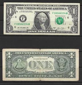 BANCONOTA USA, $1 CIRCOLATA, MOLTO BELLA, WASHINGTON, SERIE F192 - Foto 1 di 1