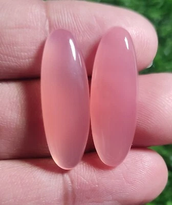 Cabujón largo ovalado rosa calcedonia espalda plana calidad AAA piedras preciosas sueltas Foto 1 de 4