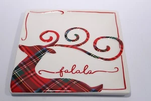 Mud Pie Tartan Reindeer Fa La La Cheese/Appetizer Plate 8" - Picture 1 of 8