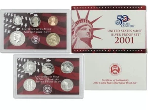 2001 Silver Proof Set U.S. Mint Original Government Packaging OGP COA - Picture 1 of 5
