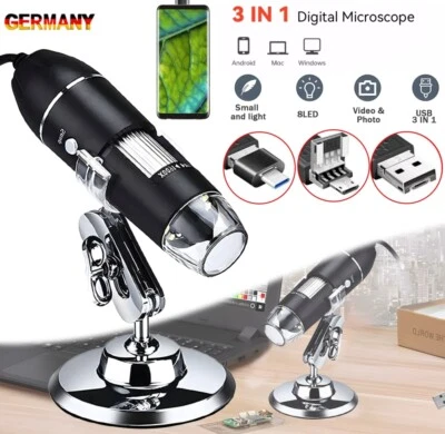 Microscope Kamera 8LED Für Handy PC Mini USB Digital Mikroskop Lupe 1600X DHL - Bild 1 von 4