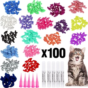 100Pcs Cat Nail Caps, Colorful Pet Soft Claws Nail Covers for Cat - Picture 1 of 12