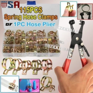 115 Stück verzinkte Feder Schlauchschellen +1 Stück Schlauchschelle Befestigungs Sortiment Set - Bild 1 von 15
