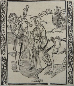 ORIGINAL ALBRECHT DÜRER HOLZSCHNITT NARRENSCHIFF 1494 des törichten Handels Dudelsack - Bild 1 von 4