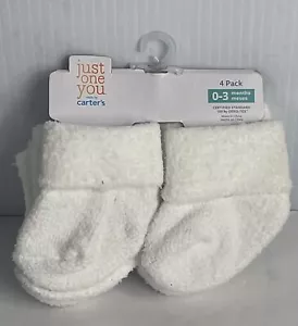 Carter's Just One You Baby Größe 0-3M weiße Chenille-Klappsocken (4er-Pack) - Bild 1 von 9