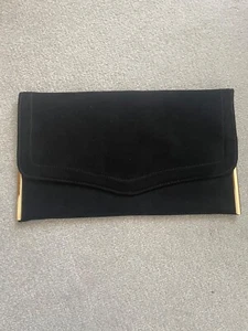 New Look envelope clutch bag black with golden chain - Picture 1 of 7