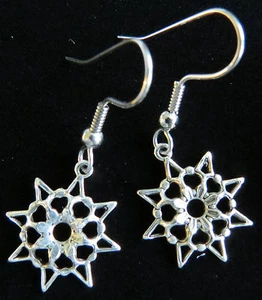 Snowflakes Earrings Oxidized Matte Silver Dimensional Winter Snowflake - Picture 1 of 1