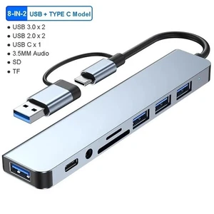 8-in-2 USB 3.0 Hubs TYP-C HUB USB C Dockingstation 5Gbps High Speed - Bild 1 von 4