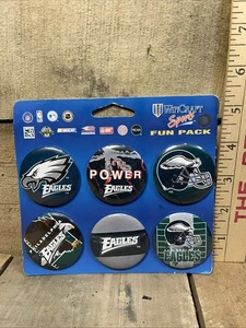 Philadelphia Eagles - Lot Of 6 Vintage Buttons Pin Pins Wincraft Fun Pack  HBD1 - Picture 1 of 3