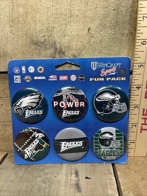 Philadelphia Eagles - Lot Of 6 Vintage Buttons Pin Pins Wincraft Fun Pack  HBD1 - Image 1 of 3