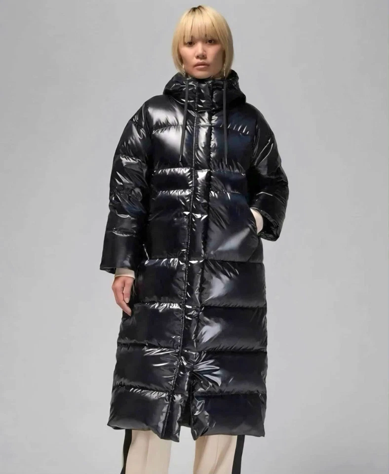 Nike Air Jordan Down Parka (Size M) Puffer Jacket X-Long Hood Black FV7143-010