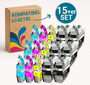 15 sztuk wkładów atramentowych LC421XL kompatybilnych z Brother DCP J1800DW - Zdjęcie 1 z 8