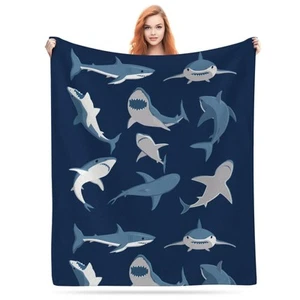 Shark Blanket Soft Warm Shark Throw Blanket for Couch Lightweight Cozy Shark ... - Picture 1 of 6