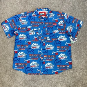 Busch Bier Hemd Herren 3XL belüftet Angeln Relaxed Fit Kurzarm Outdoor blau - Bild 1 von 11