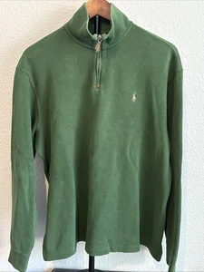 Polo Ralph Lauren Mens Green Quarter Zip Long Sleeve Estate Rib Sweater Size L - Picture 1 of 10