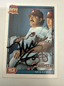 1991 Topps Operation Desert Shield #141 Nick Leyva Philadelphia Phillies Auto - Picture 1 of 7