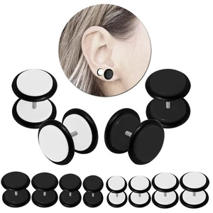 4er Set Fakeplugs Schwarz Weiß Fake Plug Tunnel Ohrstecker 6 8 10 mm Piercing - Picture 1 of 1