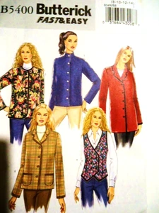 CHAQUETA DEPORTIVA Y CHALECO PARA MUJER SIN CORTAR BUTTERICK B5400 talla 8-10-12-14 recortados - Imagen 1 de 3