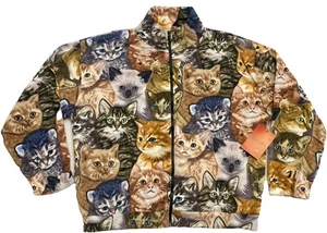 black mountain Fleece Jacket Kitten Motif  Full Zip Women's  3X Made In USA 1 - Picture 1 of 8