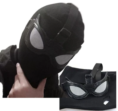 Halloween Black Spider Noir Mask full head Elastic Spandex Fabric  Removable New - Image 1 of 4