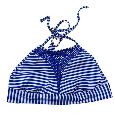 MOSSIMO Women's Blue & White Stripped Halter Bikini Top Sz S - Image 1 of 3