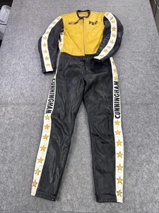 Vintage Bates Leathers Motorrad Rennanzug Herren gelb zweiteilig Reißverschluss Kawasaki - Bild 1 von 24