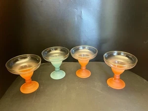 Vintage Set of 4 Coral Turquoise Blendo Margarita Glasses 4.75” Tall - Picture 1 of 11