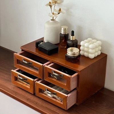 Wooden Desk Organizer with 4 Drawers Storage Drawers for Countertop Counter - Image 1 of 4