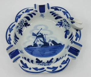 Vintage Windmill Clogs Schuhe Delfter rund blau weiß handbemalt Kleingeld/Aschenbecher - Bild 1 von 7