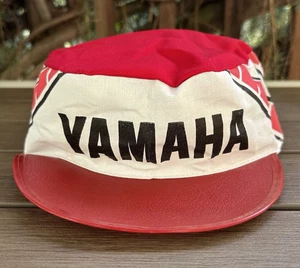 Vintage Yamaha Logo Painters Cap Hat Red White Clean Wavy Brim 1970s-80s Unworn - Picture 1 of 11