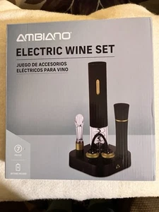 Electric Wine Opener Set -Ambiano - 7 tools to open, serve & preserve wine. NOS - Picture 1 of 7