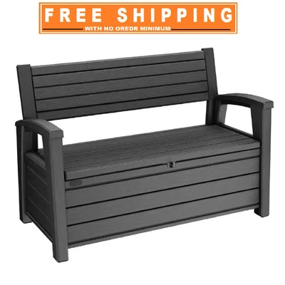 Keter Hudson Plastic Storage Bench, Graphite Gray - Image 1 of 4