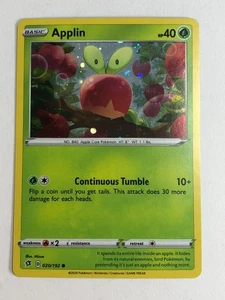 Pokemon TCG Rebel Clash Cosmos Holographic Applin w Swirl 020/192 Near Mint - Picture 1 of 4
