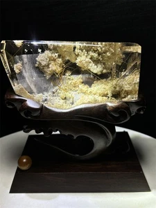 2,2 Pfund Top natürliches goldenes Rutilquarz Kristall Heilmineral Probe + Ständer - Bild 1 von 10