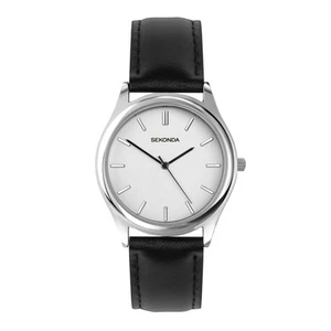 Sekonda Classic Herren 38mm Evans Uhr mit schwarzem Lederarmband & silbernem Zifferblatt - Bild 1 von 7