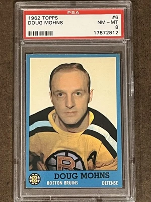 1962 Topps HK #06 PSA 8 Doug Mohns Bruins 6 Nice! - Image 1 of 2